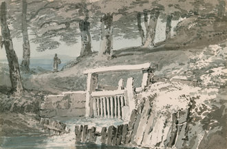 urner’s early study of Netley Abbey’s sluice gate captures the quiet interplay of architecture and nature