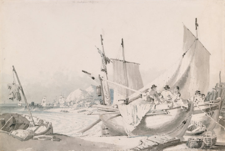 Turner watercolour of Dover harbour with moored ships, soft coastal light, and distant cliffs.
Would you like a version with a slightly more poetic or historical tone? I can also help match this style across other group listings or event pages.