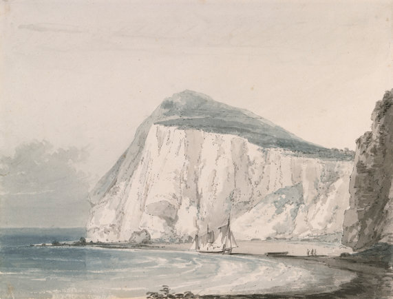 Turner painting of Dover’s coastline from Shakespeare’s Cliff, with gentle light, distant ships, and expansive sky.